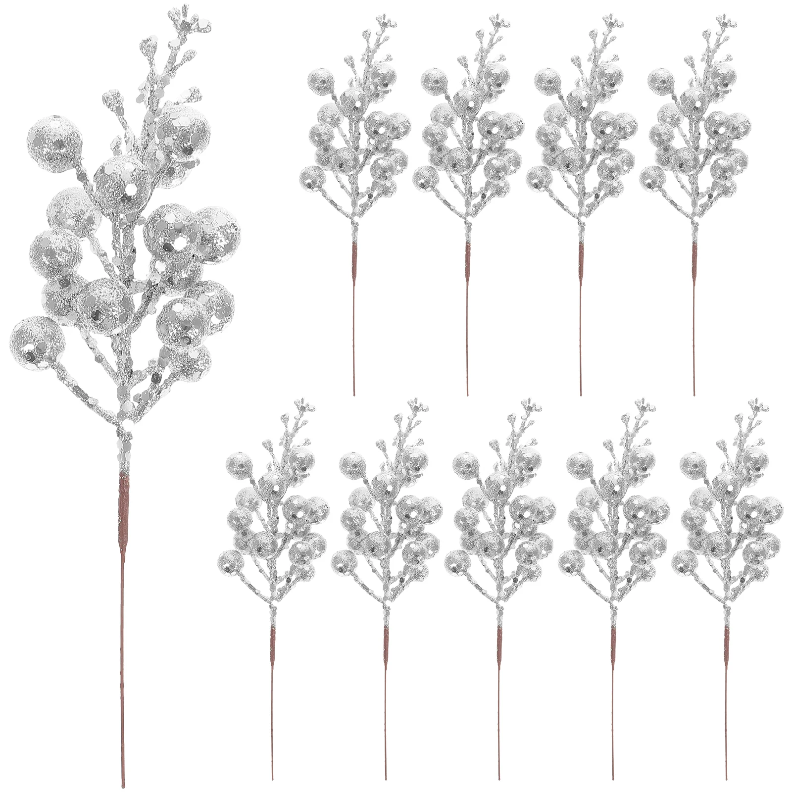 

Artificial Berry Stems Glitter Fake Berry Branch for Christmas Tree Wreath Decorations