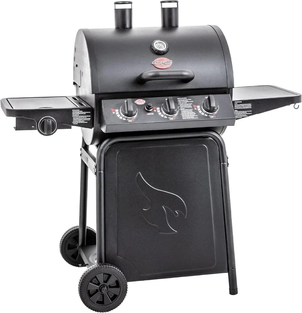 

Char-Griller® Grillin' Pro 3-Burner Propane Gas Grill in Black with 40,800 BTU, Cast Iron Grates and Warming Racks