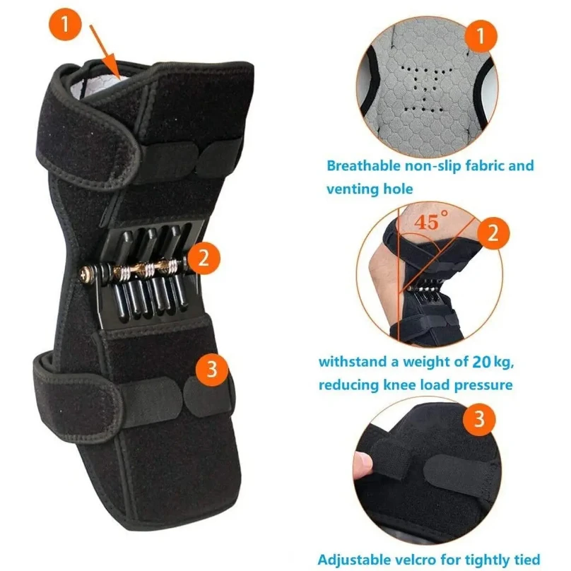 Sport joint patella power lift knee braces elderly walking support protect fixed booster breathable rebound spring knee
