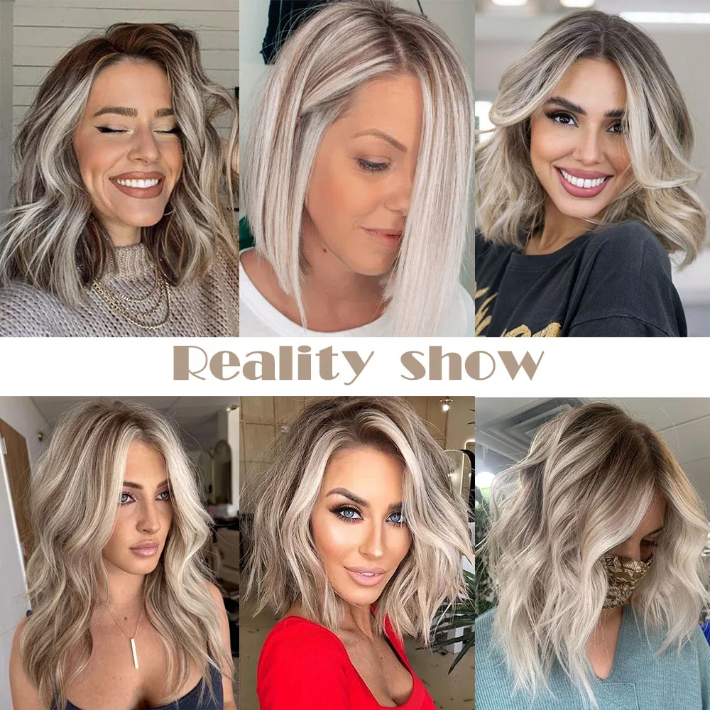 Gray platinum blonde mixed 100% Remy human hair toppers clips in hair lace base topper extensions for women 12 inches human hair toppers