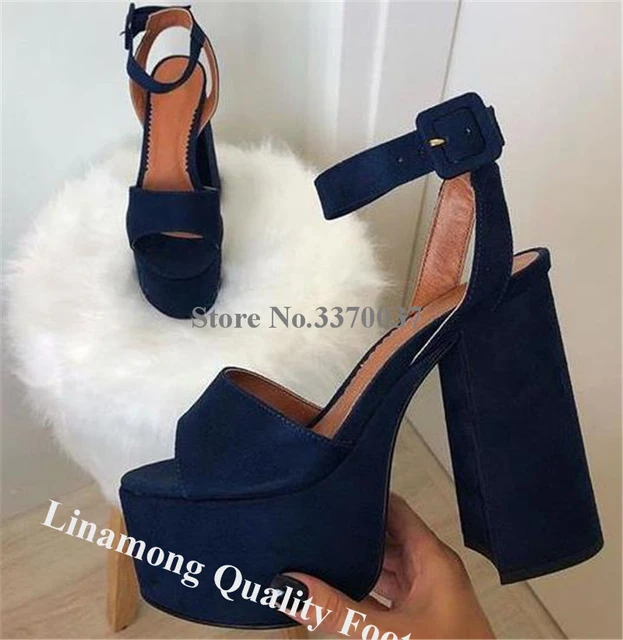 Women's Platform High Heels Waterproof Ankle Strap Chunky - Temu