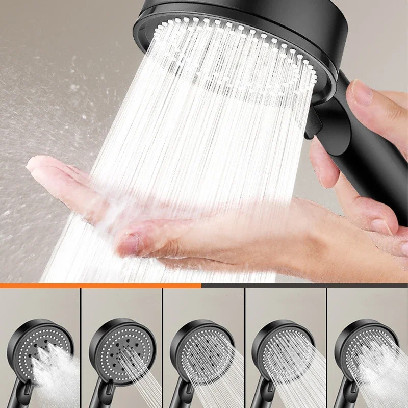 Shower Head 5 Mode Pressure Boost Multifunction Adjustable Large Water Yield Massage Bathroom