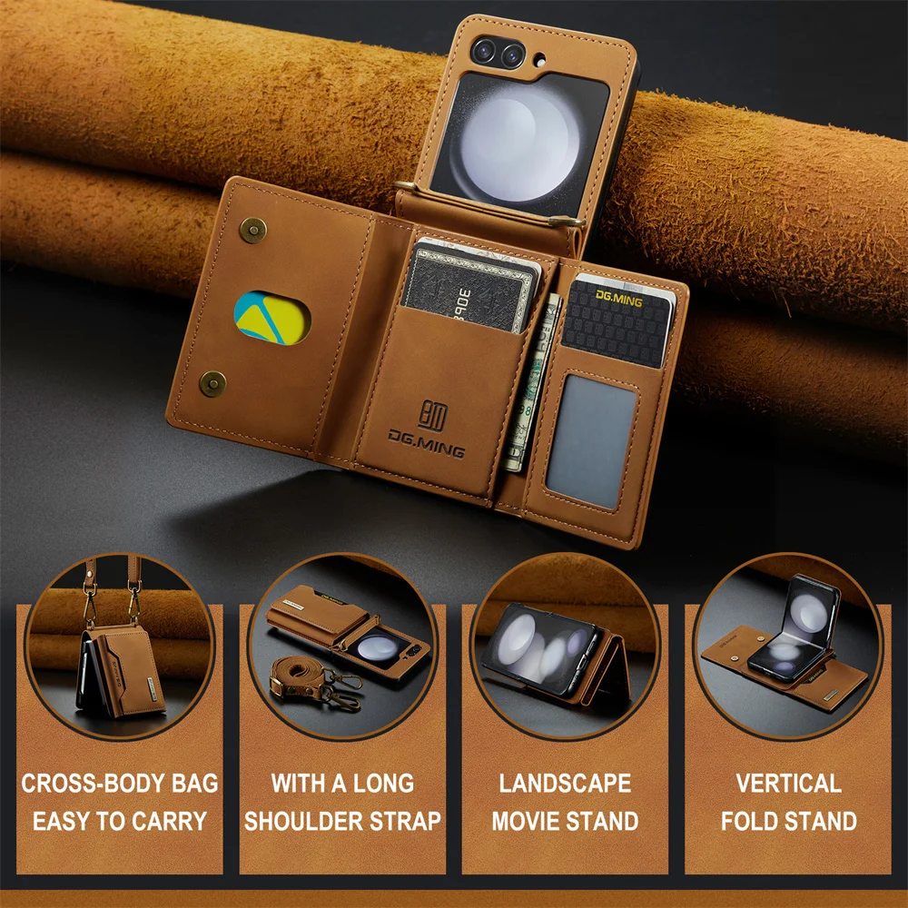 Magnetic Leather Wallet Phone Case with Card Holder & Kickstand