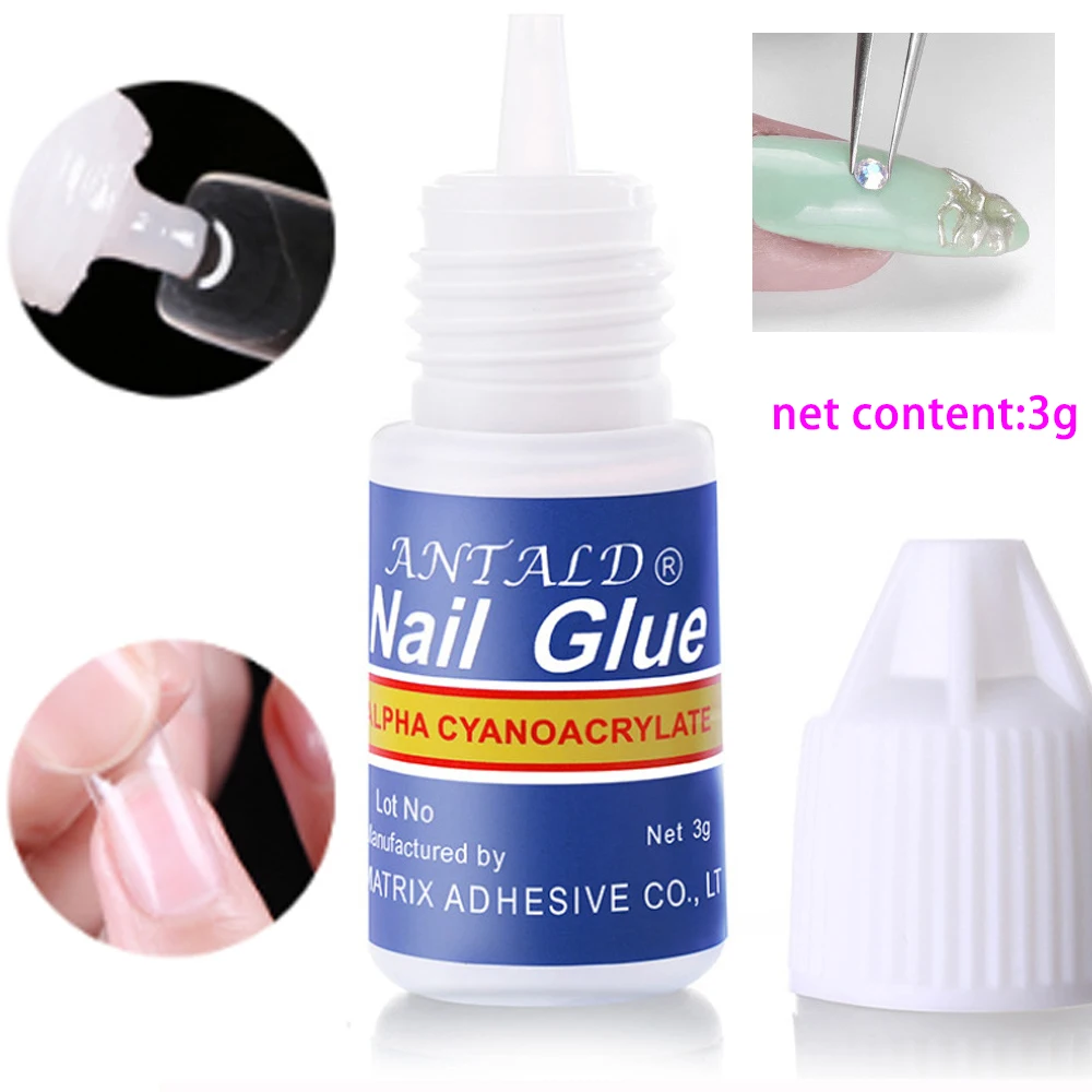 Nail Glue 5pcs For Fake Nails Rhinestones Gel For Manicure Fast Drying Adhesive Glue For False Nail Tips Stick Gems Polish nail glue