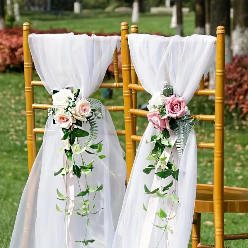 Gauze for Wedding Layout Arch Garden Party Stairs Chair Back Decoration 1PC 500cm*48cm tulle organza fabric,party supplies,party decorations,wedding arch fabric
