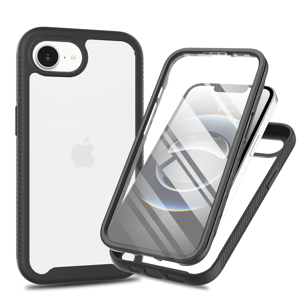 Ultimate 360° Protection Transparent Shockproof Phone Case with PET Screen Film