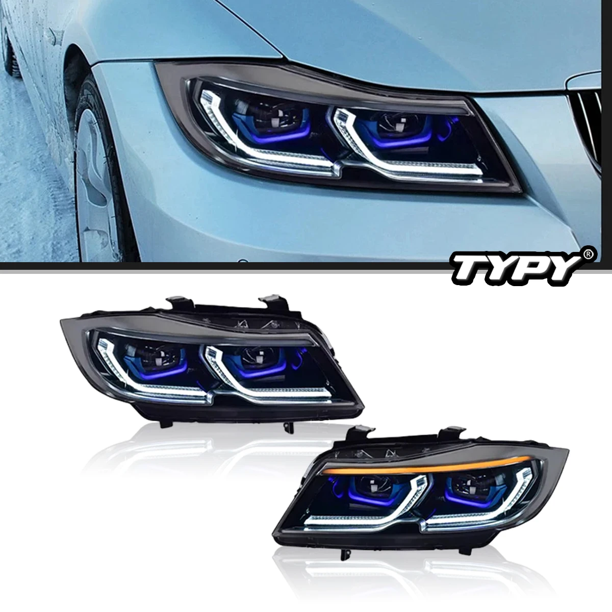TTY drl-車のヘッドライト,車のライト,Bmw e90 2005-2012, 320i, 318i