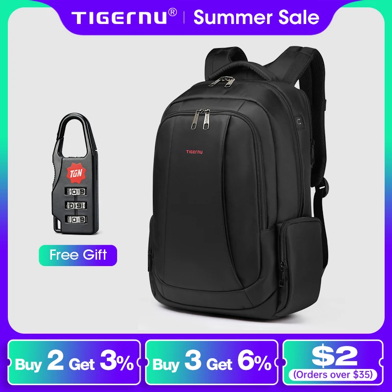 USB Charging Port Schoolbag para Homens, Mochila Laptop, Mochilas de Viagem Masculinas para a Escola, Garantia Vitalícia