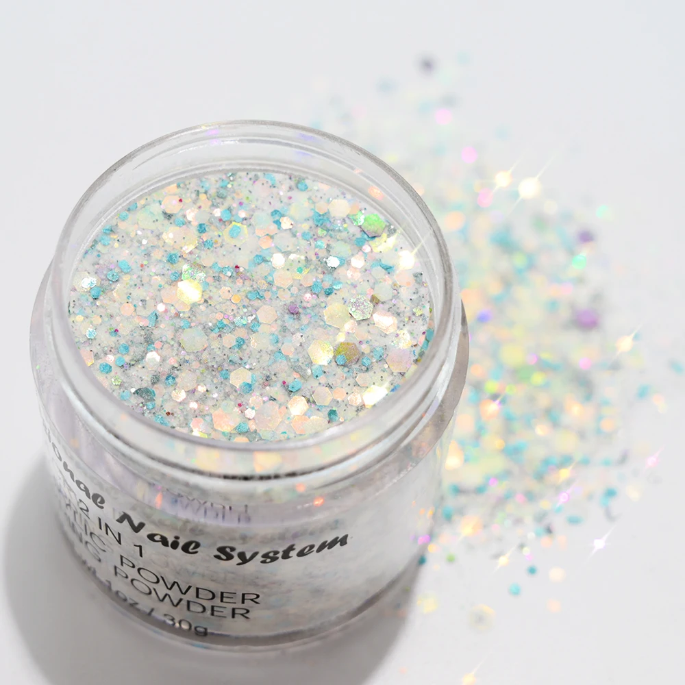 1OZ Professional Acrylic Powder Combination Infiltration Butterfly/Round/Hexagon Sequins Crystal Powder Extended Builder Powder 4