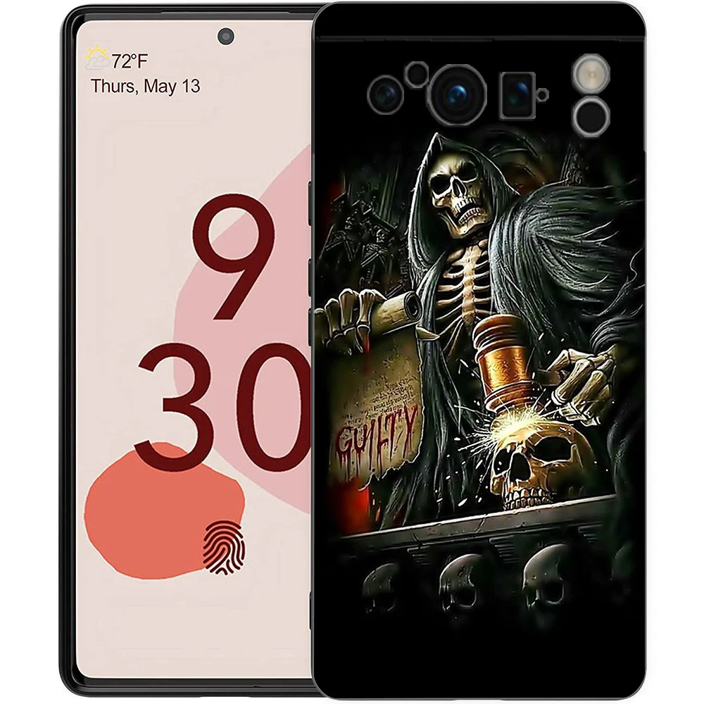 Grim Reaper Skull Skelet Telefoonhoes Voor Google Pixel 8 7 6 7a 6a Pro 5G Schokbestendig Siliconen Zacht 8 Pro 5G Shell Capa Tpu