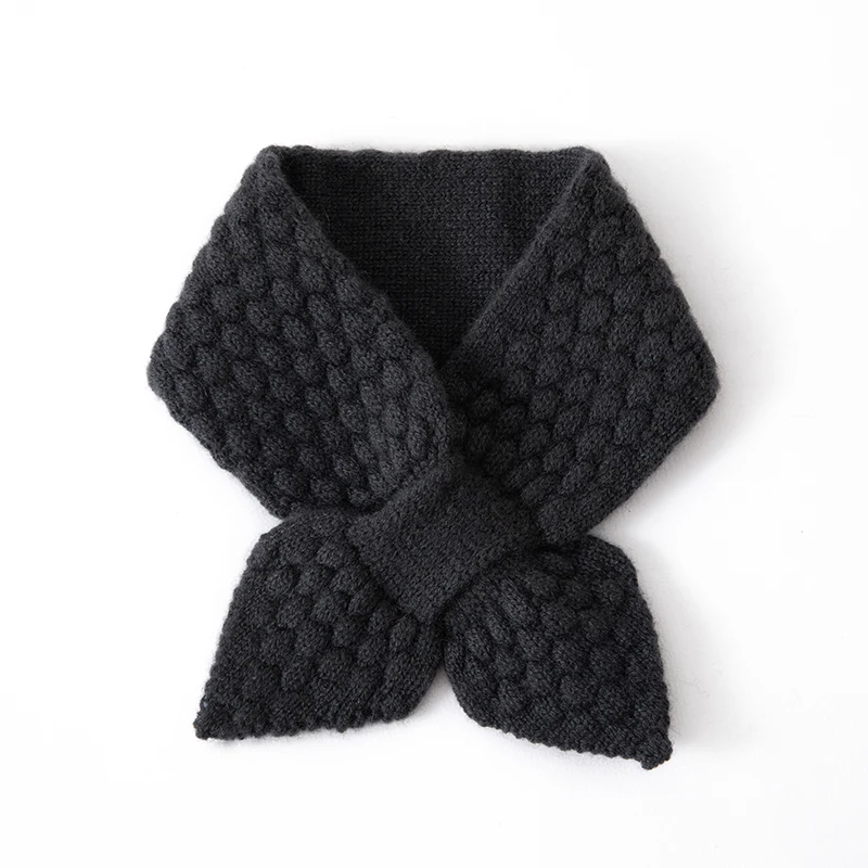 Knit Small Scarf for Women, Cashmere, Cross Bow Tie, Multi-functional, Thicken, Windproof, Neck Guard, Warm Scarves, Winter New