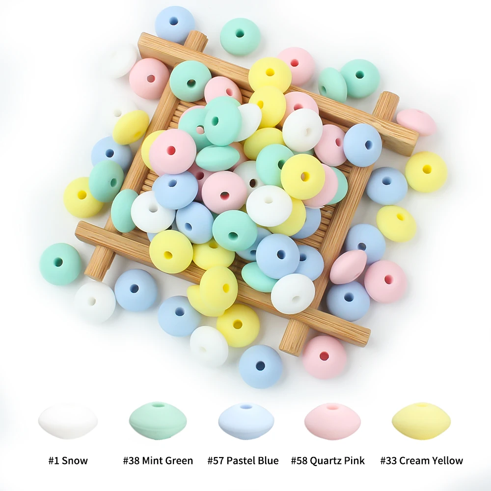 Silicone Lentil Beads 12mm Abacus Loose Beads for DIY Jewelry and Crafting