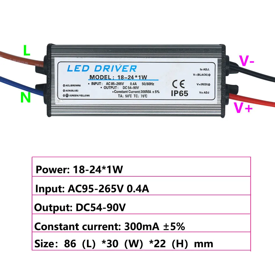 5PCS LED Wasserdicht Fahrer 25-36W 18-24W 8-12W 4-7W 1-3W Adapter Transformator AC85V-265V Netzteil 300mA Für Panel Licht – Detail 6
