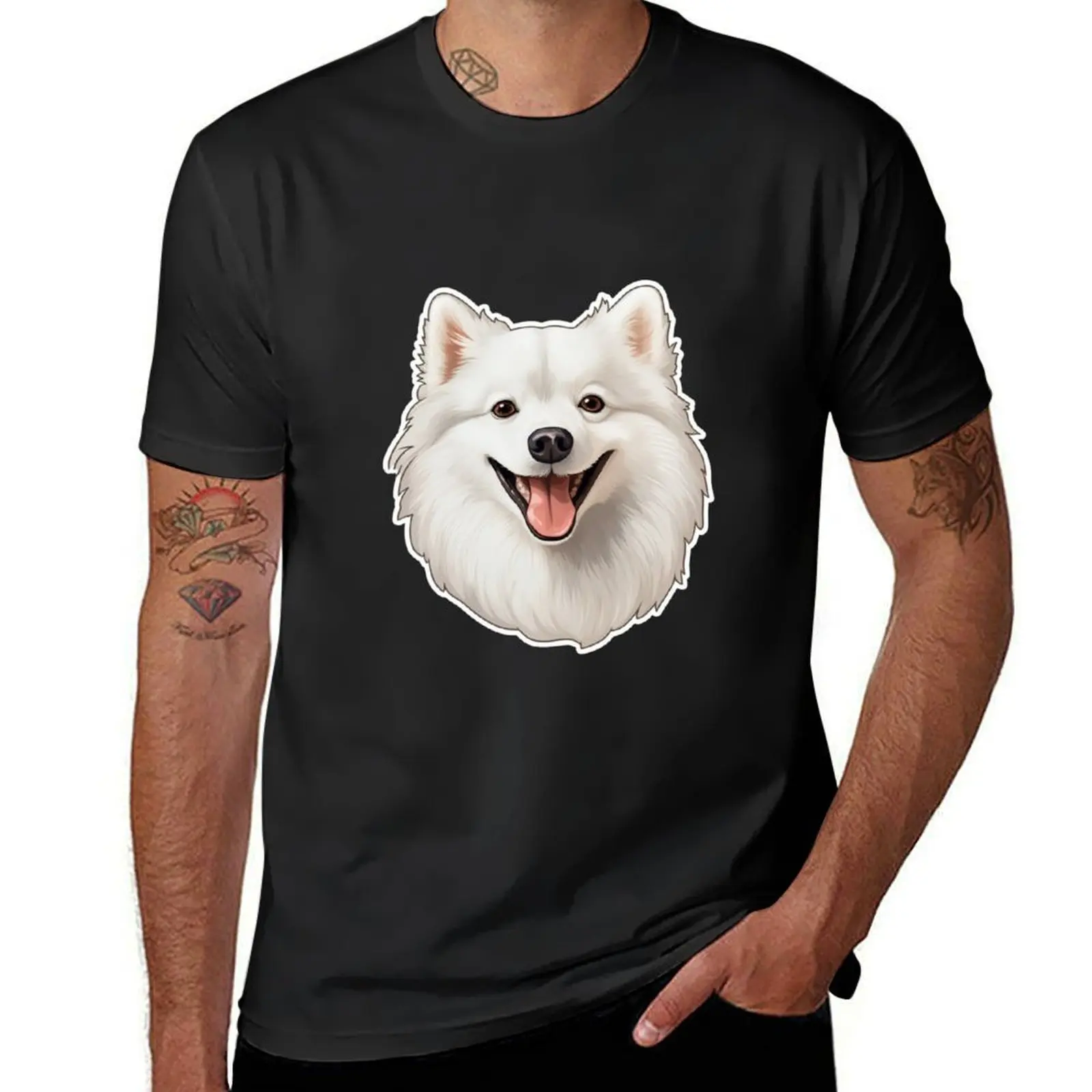 

Cute American Eskimo Mom Dad Guardian Angel Best Friend Doggie Paw T-shirt korean fashion sports fans sweat mens cotton t shirts