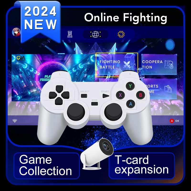 HY00 Retro video game consoles Portable Intelligent 4K 1080P Projector Remote Control Mini Android Home For N64 Game Box