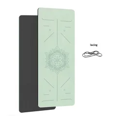 Premium Non-Slip TPE Yoga Mat with Alignment Guide Lines (Green  black)