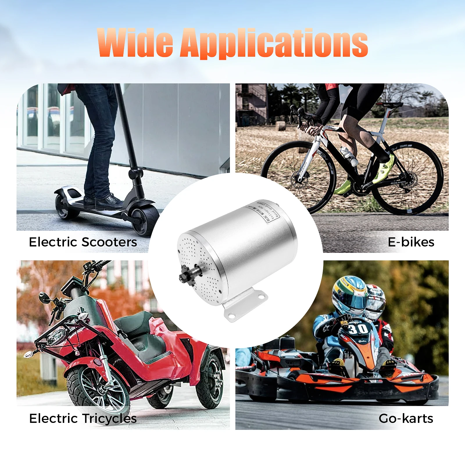 60V 2000W BLDC Motor Kit, 4300r/min Electric Brushless DC Motor w/3-Speed Controller and Universal Throttle DIY Part Conversion