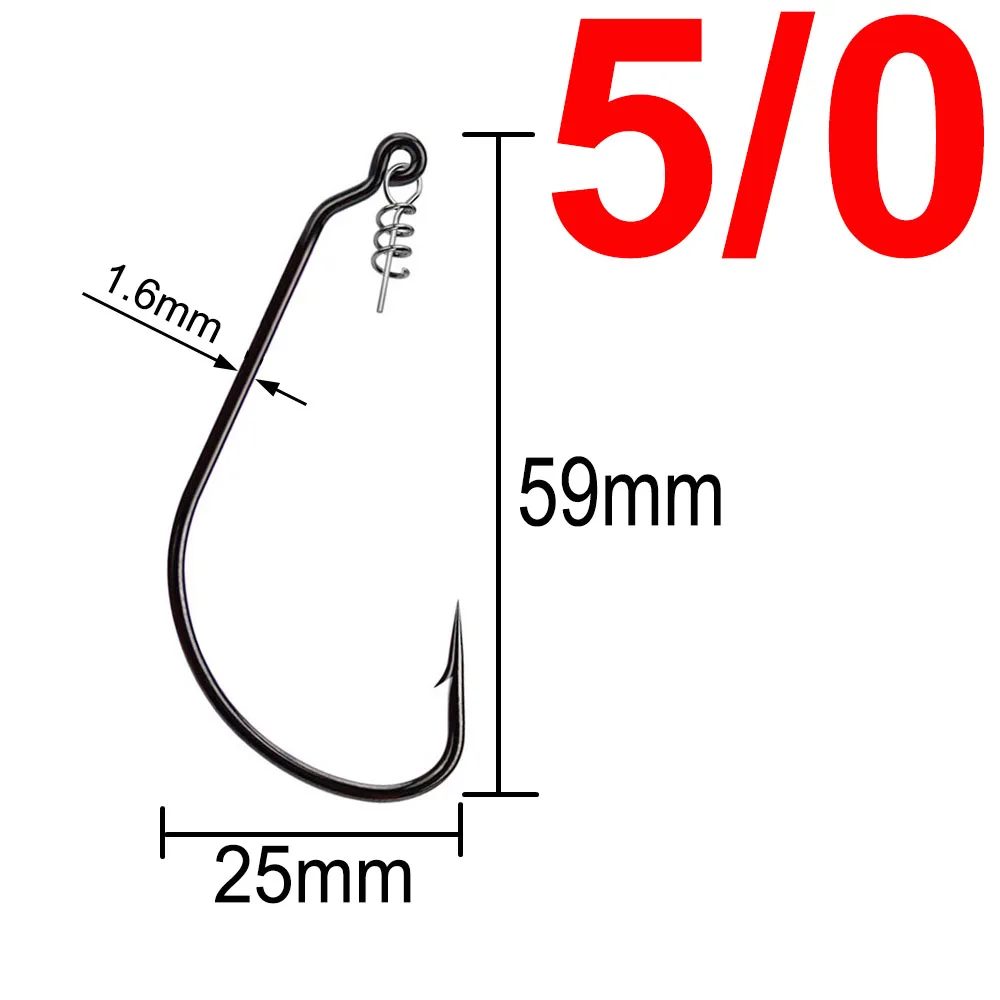 20pcs High Carbon Steel Wide Gap Worm Fishing Hooks - Black Barbed Hooks