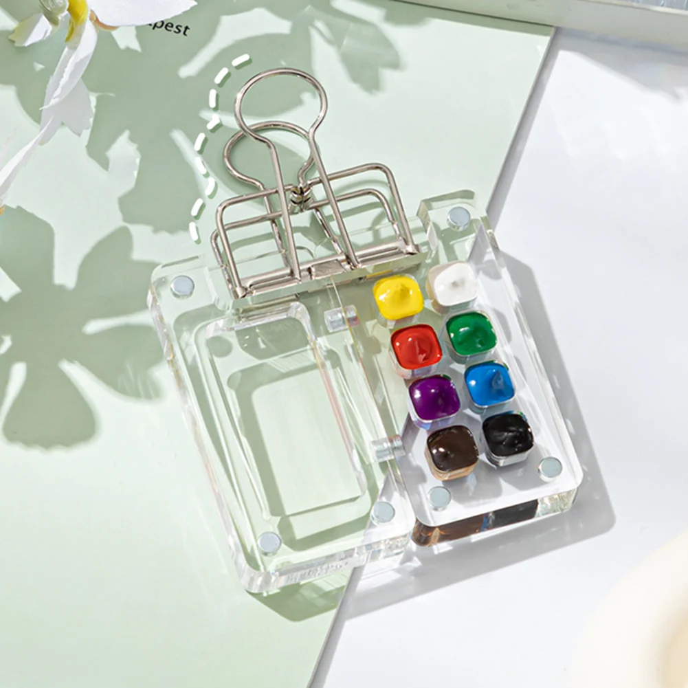 Mini Portable Watercolor Palette Set Watercolor Sketch Book with Binder Clip Portable Sketchbook Palette Set Brush