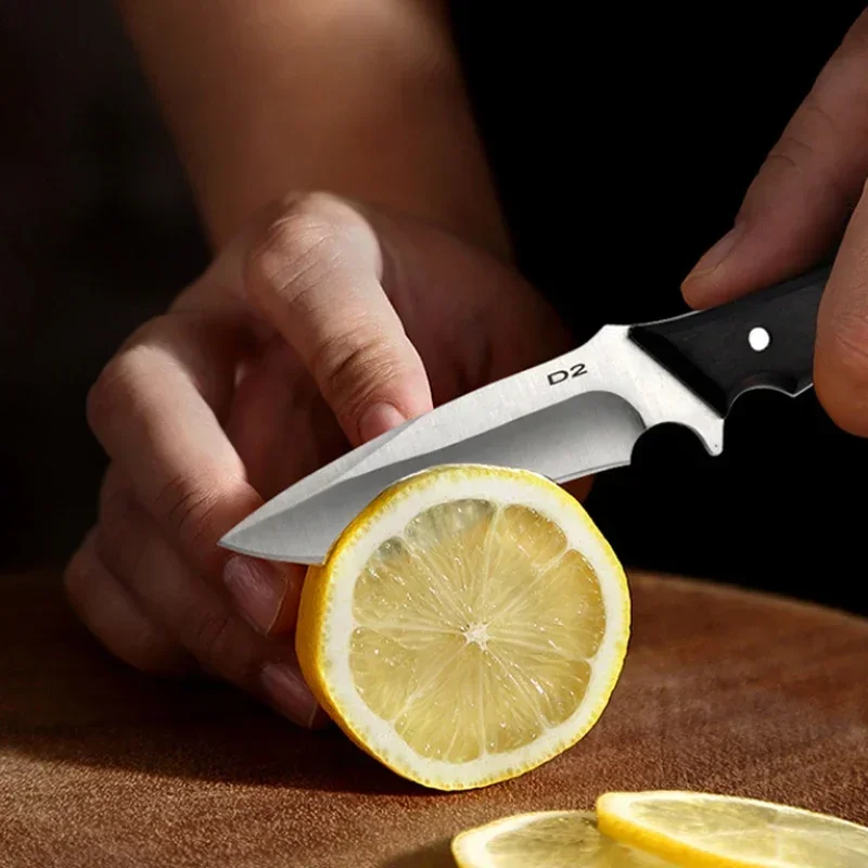 Meat Cleaver Fish Knife D2 Stainless Steel Kitchen Chef Utility Knife Portable Butcher Fruit Cutlery with Cover