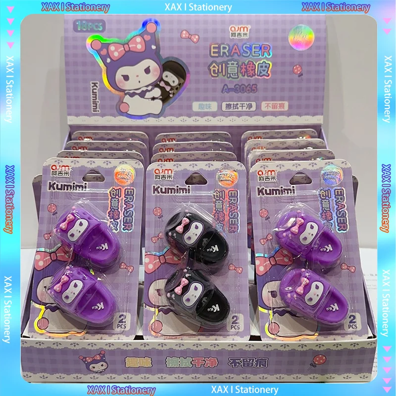 

18pcs New Cartoon Sanrio Kuromi Kawaii Slipper Eraser Anime Cute Creative Sandal Modeling Eraser School Supplies Wholesale