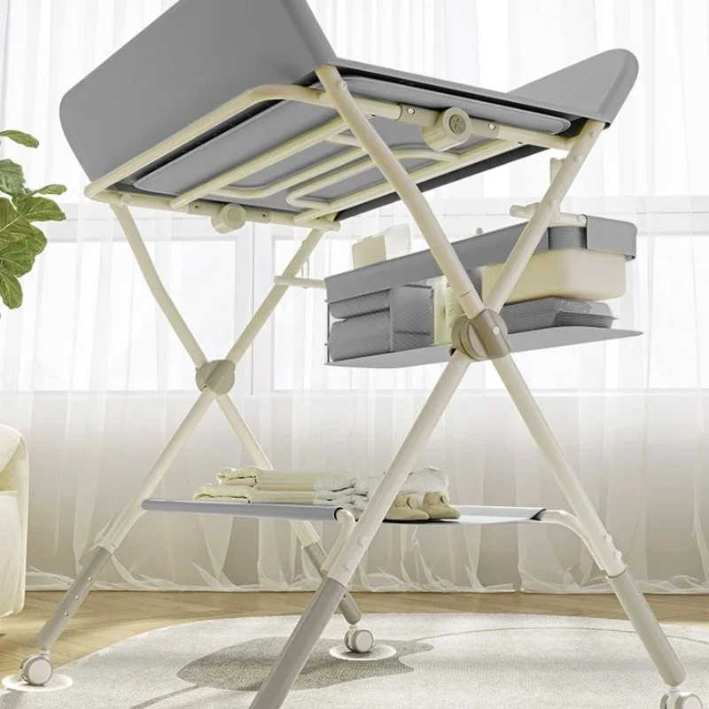 Foldable and Multifunctional Baby Diaper Changing Table Thickened Pad and Stable for Newborns with Bath Massage Station