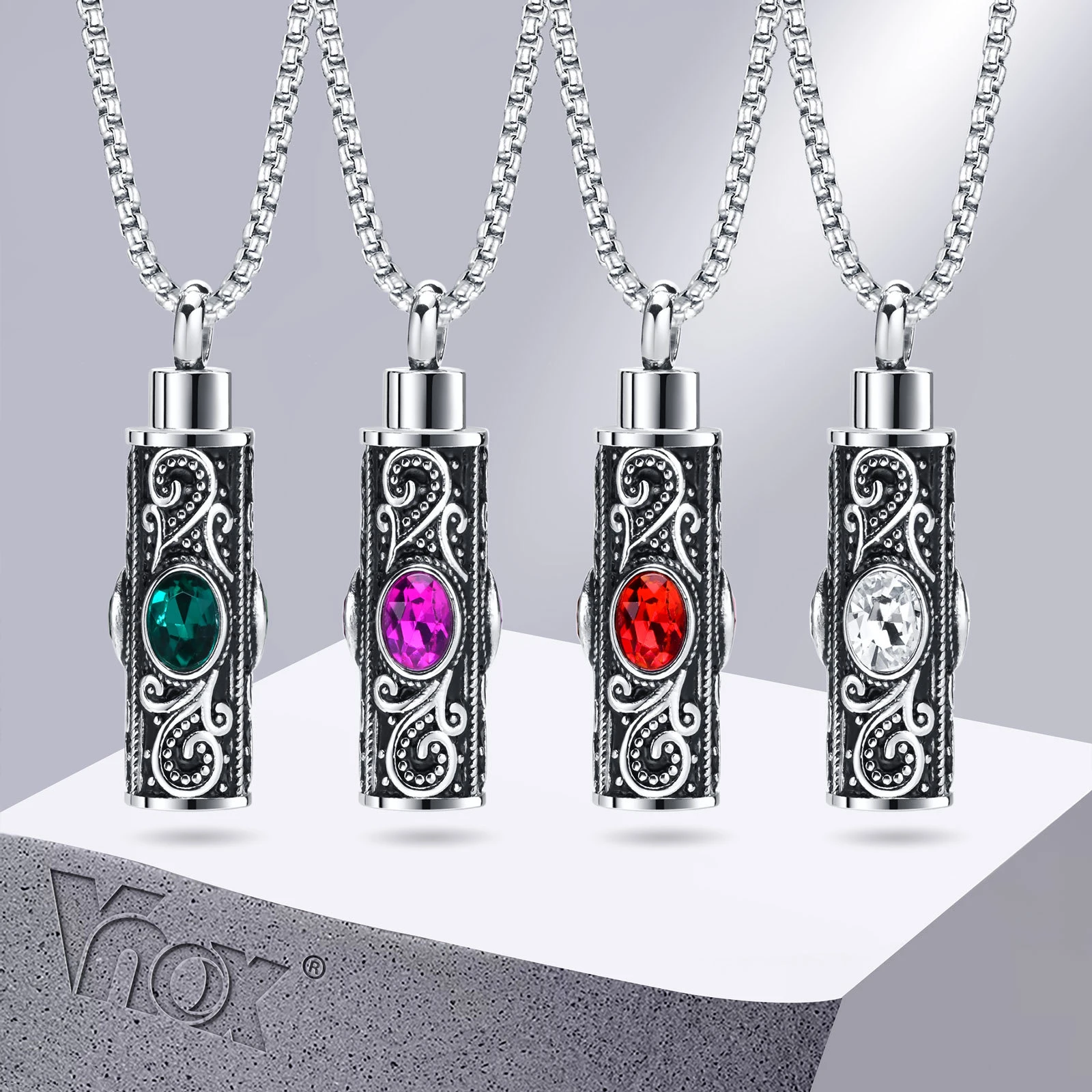 Vnox collar de urna de cremación para recuerdo de cenizas, joyería de cremación para cenizas humanas, colgante conmemorativo de acero inoxidable flor| | - AliExpress