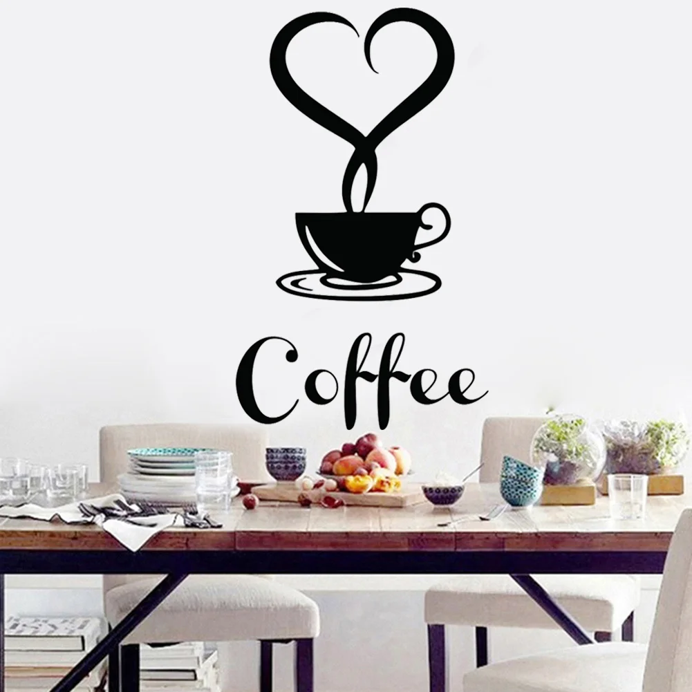 Wall Stickers Coffee Wall Stickers Kitchen Decorative Vinyl Wall Decals DIY Home Decor Dining Room Shop Bar