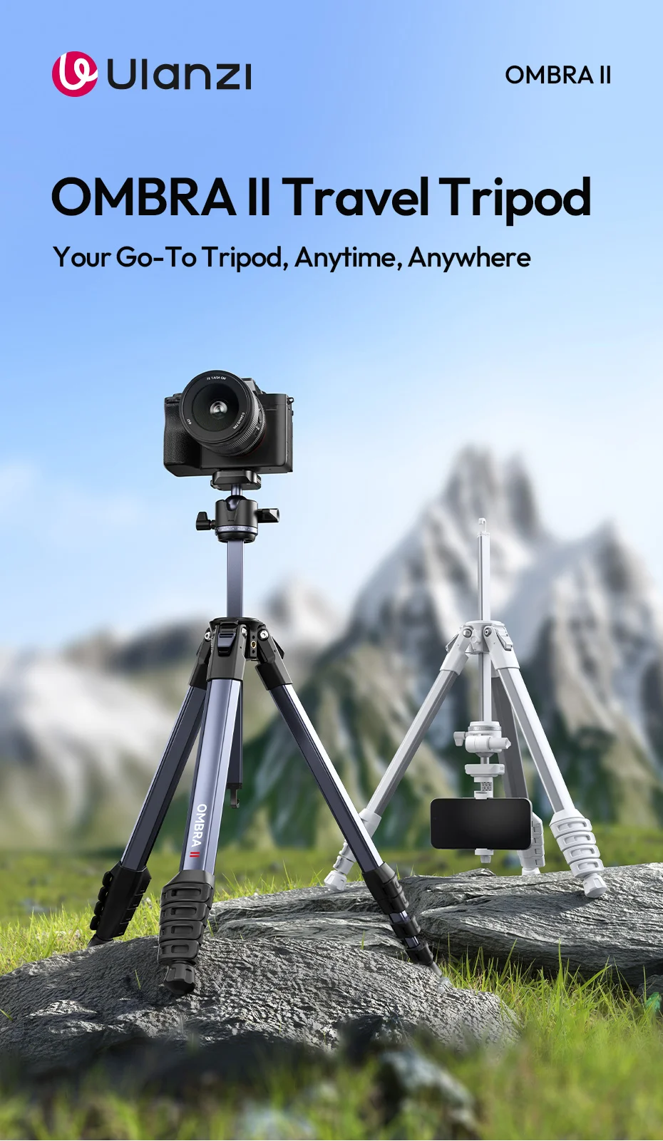 Travel Tripod Portable Metal Tripod 0.48-1.56M UKA QR Plate Tripod for Camera Sm