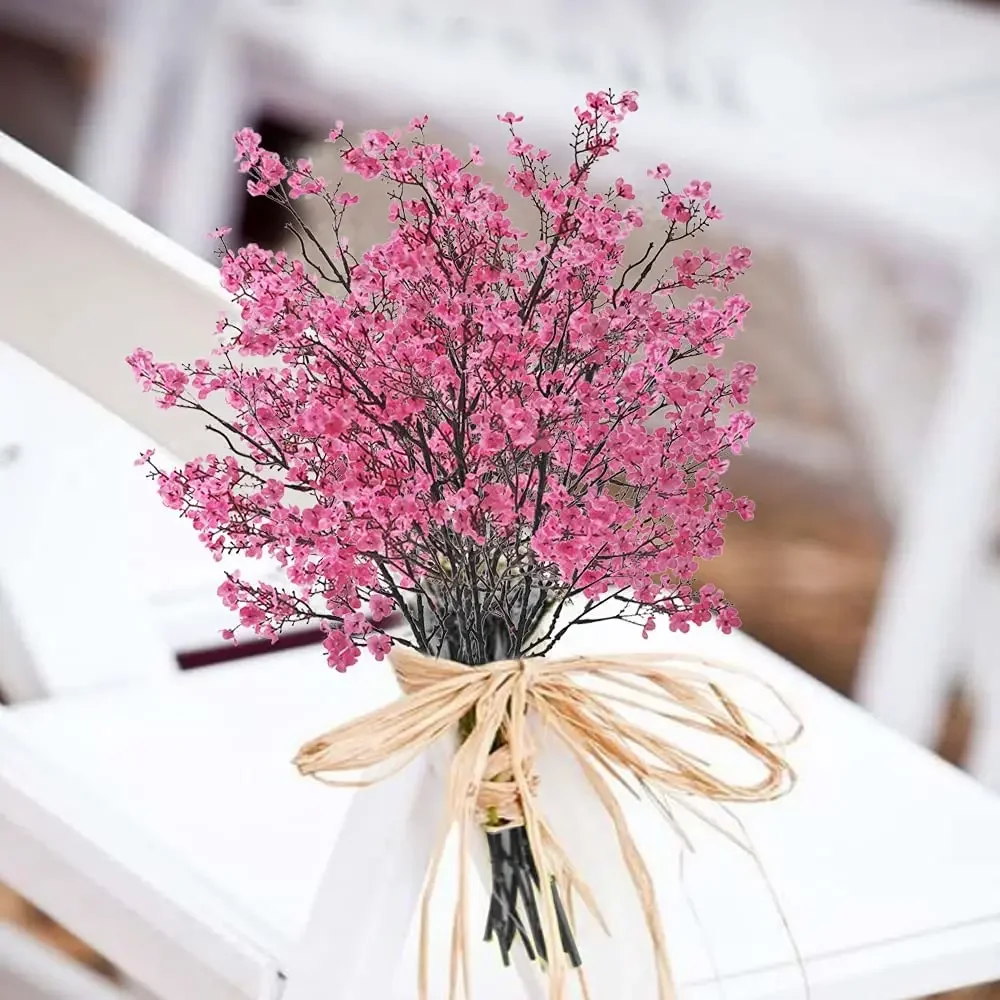 4PCS Pink Babys Breath Artificial Flowers Fake Silk Real Touch Floral  Bouquet Home Office Farmhouse Wedding - AliExpress