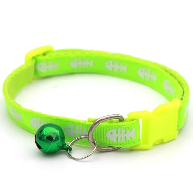 Leisure Adjustable Cartoon Pet Fish Bone Collar Cat Dog Sticker Printed Collar with Bell Pet Neck Decoration Accessories 5