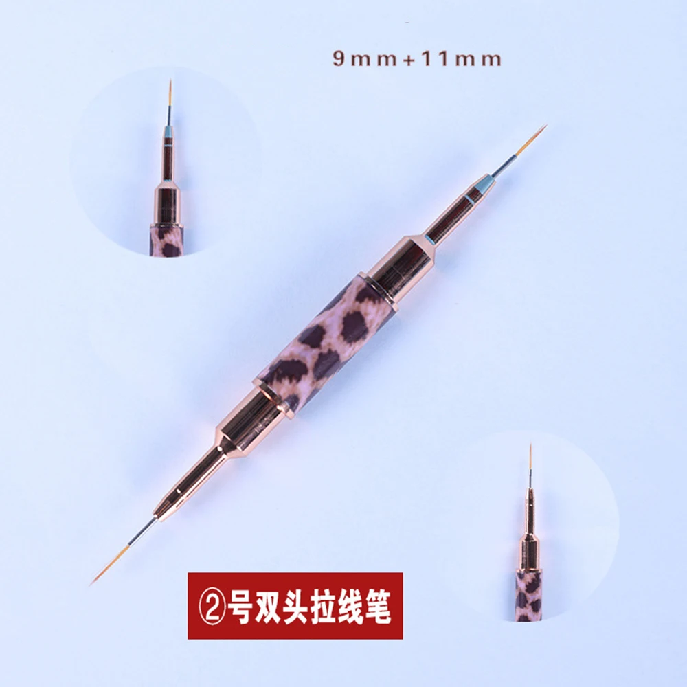 Enhanced Leopard Print Nail Art Brushes - Double-Headed Thin Detailer for Precision Manicure Design
