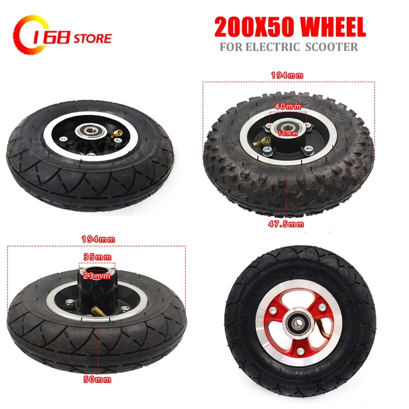 Electric Vehicle Tire 200*50 Electric Scooter Tyre With Wheel Hub8" 200x50 Inflation Electric Vehicle Aluminium Alloy Pneumatic Tire