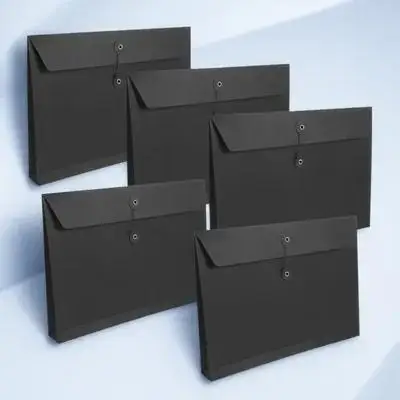 5Pcs 편리한 파일 포켓 문서 홀더 가방 학교 용품을위한 두꺼운 종이 파일 봉투 사무용품 대형