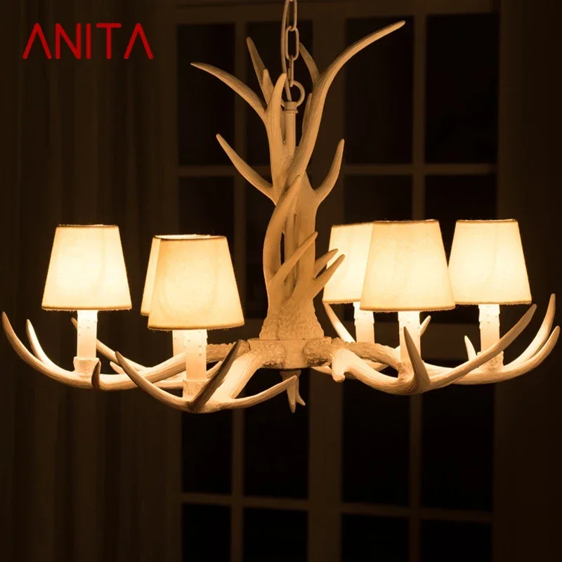 

Скандинавская Подвесная лампа ANITA в виде рогов, американский Ретро светильник для гостиной, столовой, виллы, кофейни, украшение для магазина одежды, люстра