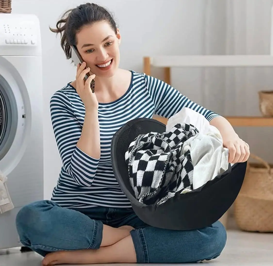 Space-Saving Flexible Collapsible Hamper with Handles for Ultimate Clothes Management laundry hamper Flexible laundry basket