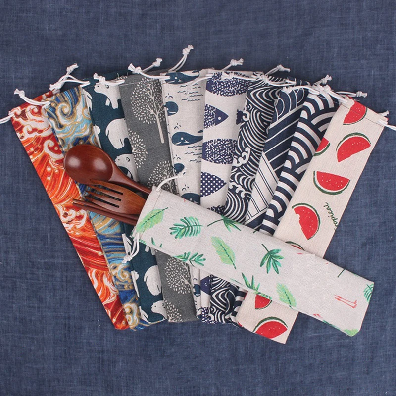 

Многоразовый соломенный мешок для столовых приборов, разноцветный дорожный контейнер для ложки, вилки, ножа, 1 шт.