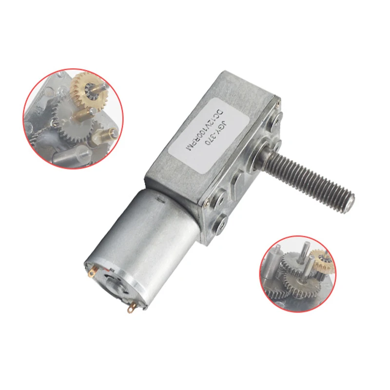 JGY-370 나사 샤프트 M8 길이 33mm 웜기어 모터 DC 6V 12V 24V 감속기 속도 6rpm 210rpm PWM 컨트롤러 정방향 역방향