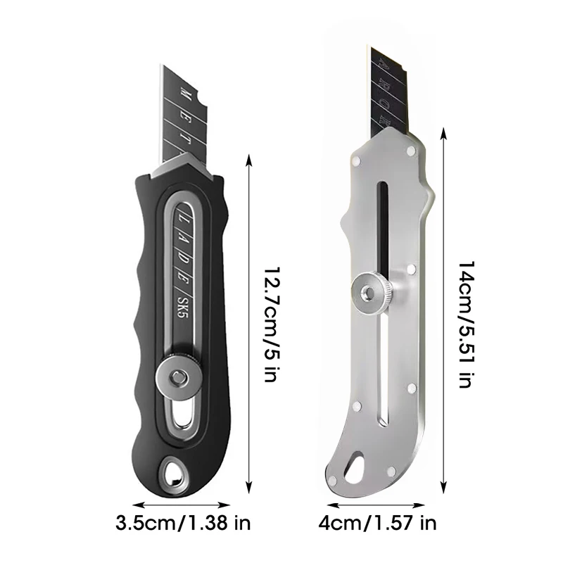 Utility Knife Durable Industrial Replaceable High Carbon Steel Blade Stainless Steel Paper Cutter Office Art Student Supplies