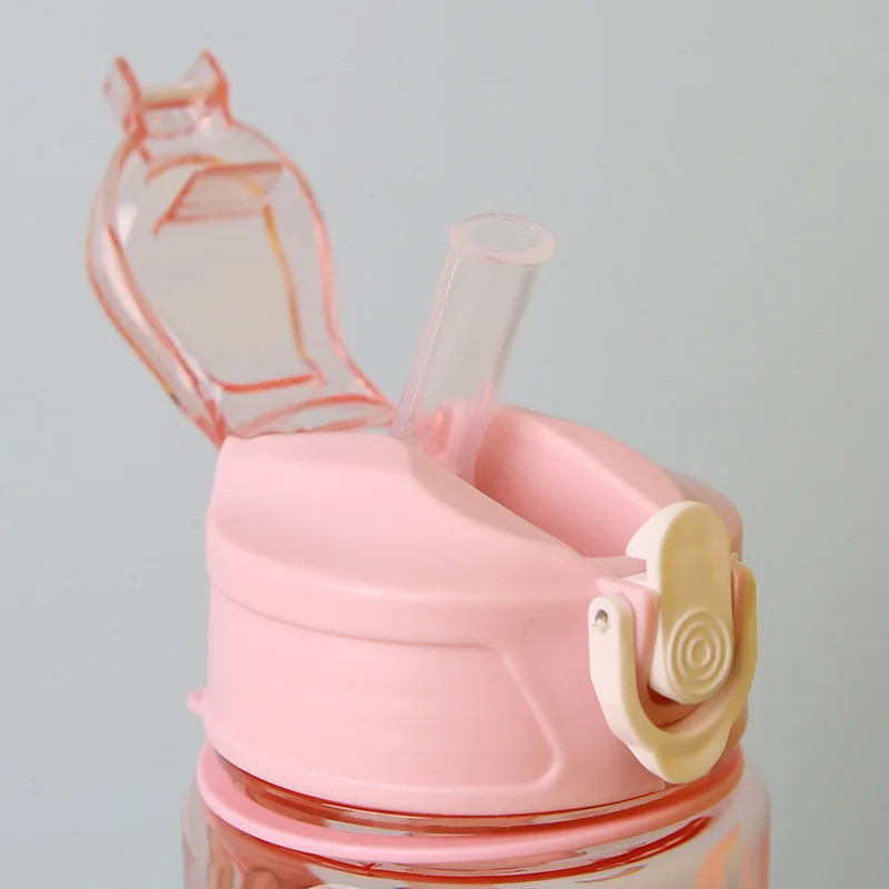 Children's Cartoon Transparent Pop-up Spout Water Cup Hand-held Strap Anti-fall Kettle Space Cup drinking cup water cup silicone cups feeding cup
