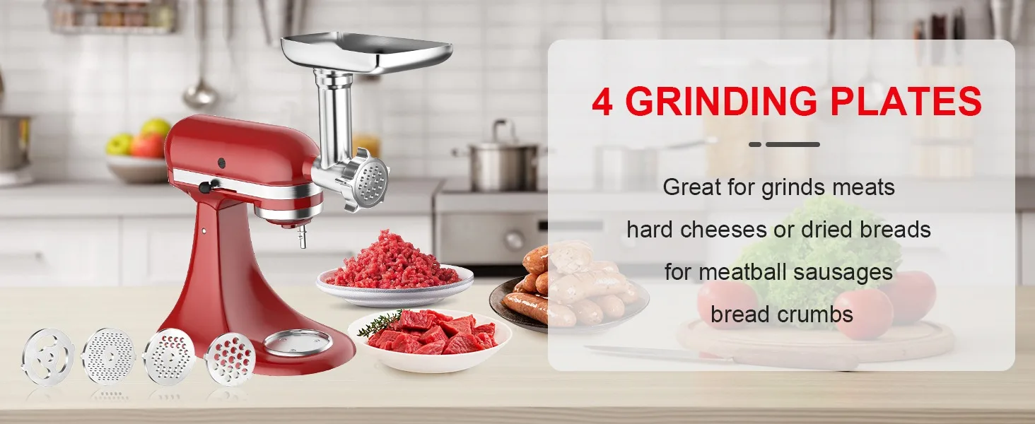 Description Picture 4 of itemMetal Food Grinder Attachments for all KitchenAid chef and Cuisinart Stand Mixers SM-50 Series Meat Grinders Sausage Stuff