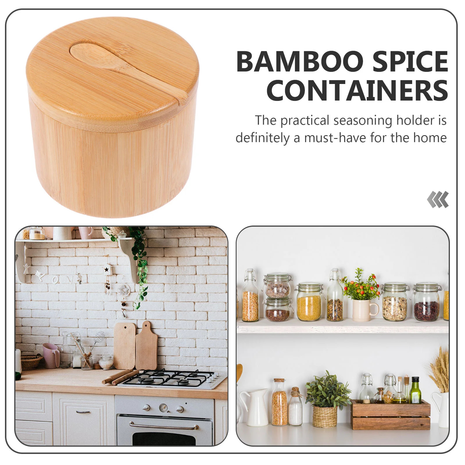 Bamboo Seasoning Jar Kitchen Spice Condiment Canisters Salt Storage Container Supply food storage container spice shaker spice shaker set
