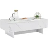 41" Marble Cool Coffee Table for Living Room,Rectangular Glossy Smart Contemporary Center Table for Waiting Area 4