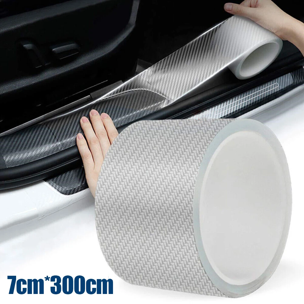 

Sticker Car Carbon Fiber Whole Body Protection Sill Protection Sticker Transparent 300cmx7cm Anti Scratch Door Sill