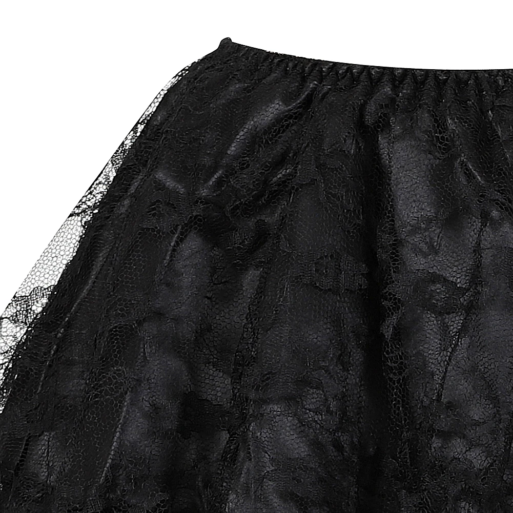 Sexy Layered Mesh Tulle Lace Mini Pleated Skirt Gothic Skirts Showgirl Party Dance Tutu Skirt Plus Size S-6XL 6