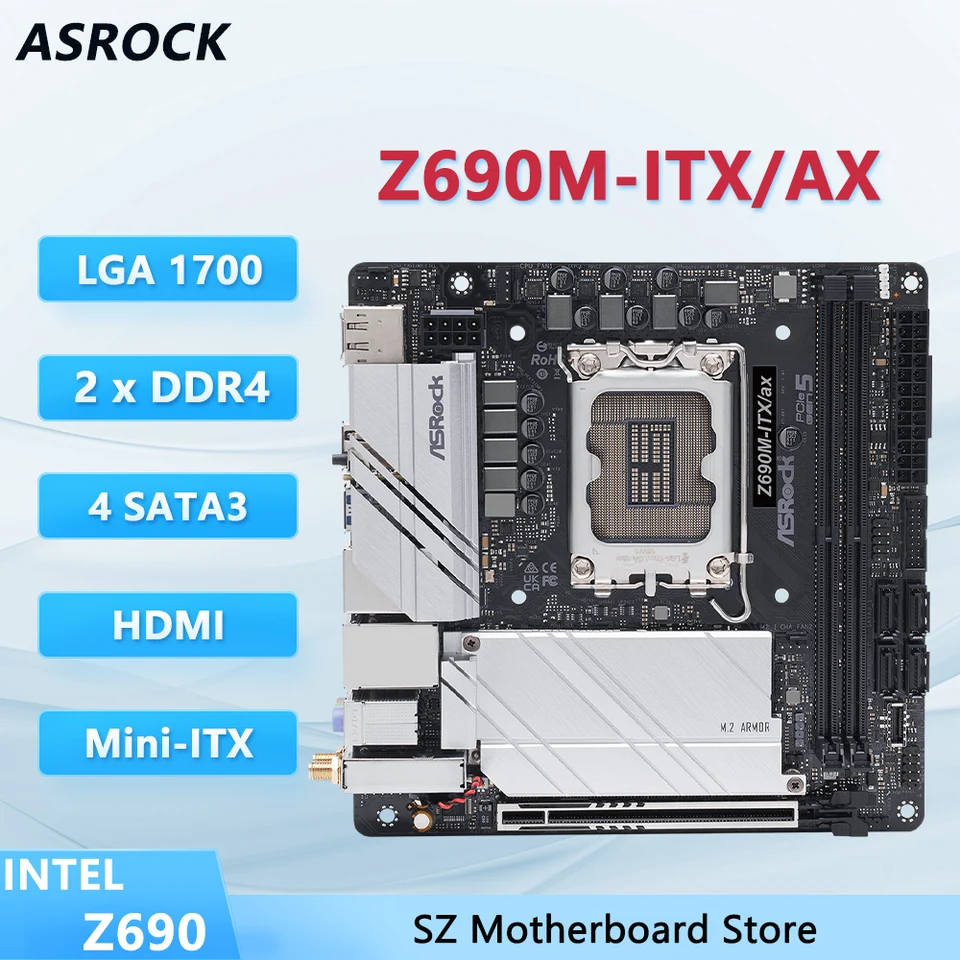 Core i7 12700k、AsRock Z690M-ITX/ax Z690M-ITX/ax Wi-Fi LGA1700 ITX Motherboard (DDR4)