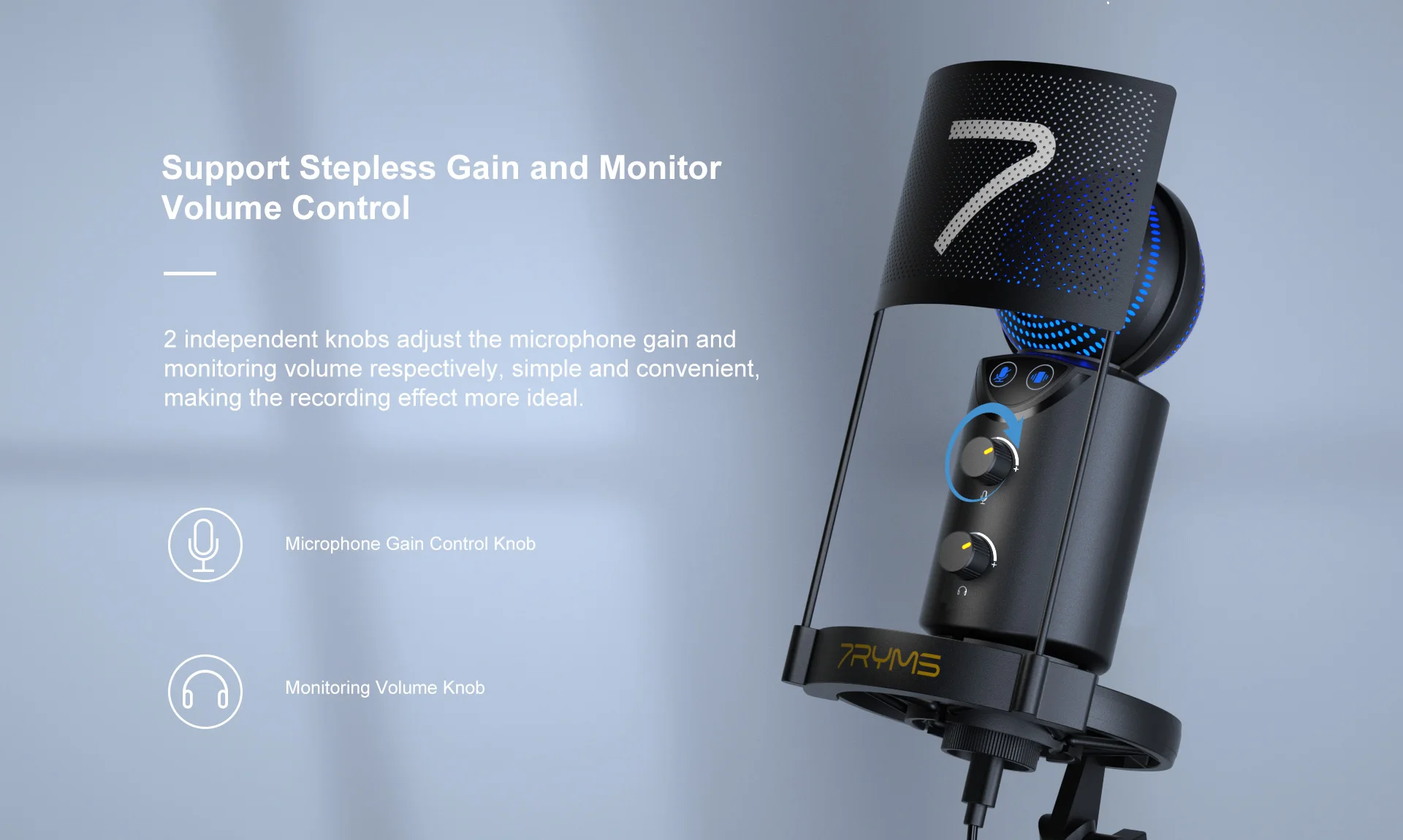 7RYMS AU02-K1 RGB Cardioid Condenser USB Microphone Kit description image 7