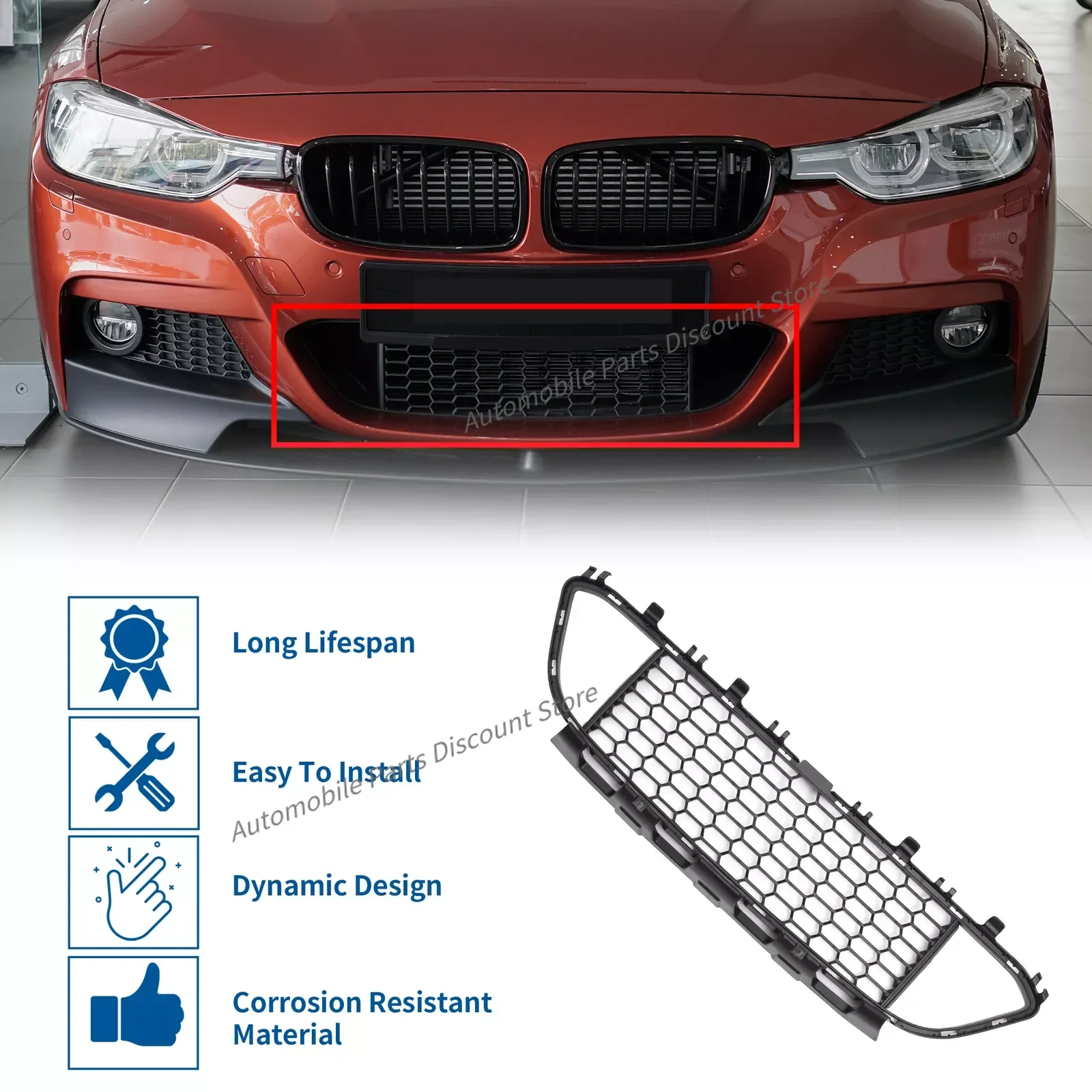 for 2012- F30 F31 BMW 320 328 330 335 340 ActiveHybrid 3 Front Bumper Center Grille Insert 51118054132 51118068124