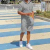 Plus Size 3xl Mens Casual Linen Two Piece Sets 2024 Single Breasted Tops Blouse and White Shorts Suit Male Beach Tracksuits Set 5