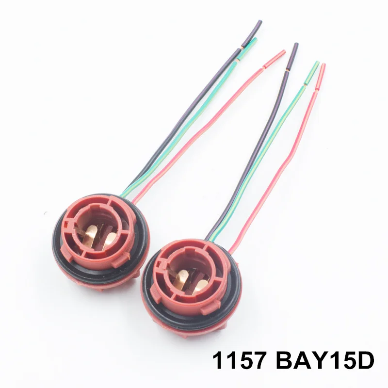 2pc car BAY15D 1157 LED brake light bulb socket BA15S 1156 adapter harness plug connector 1156 1157 Wiring Socket